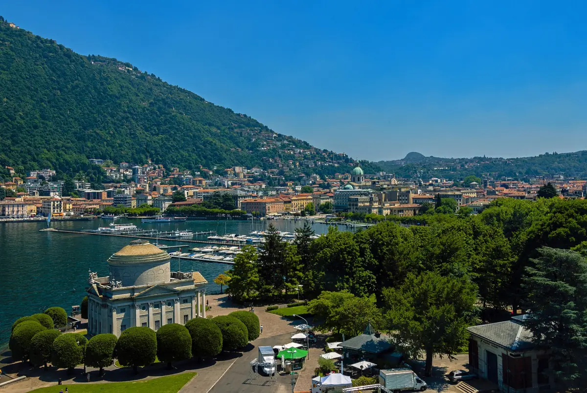 Como and its lakefront from above
